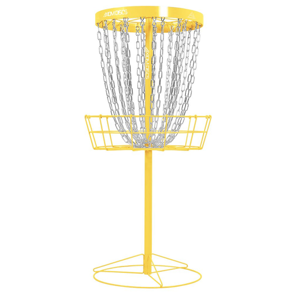 Axiom Discs Pro 24-Chain Basket front view in yellow for practice