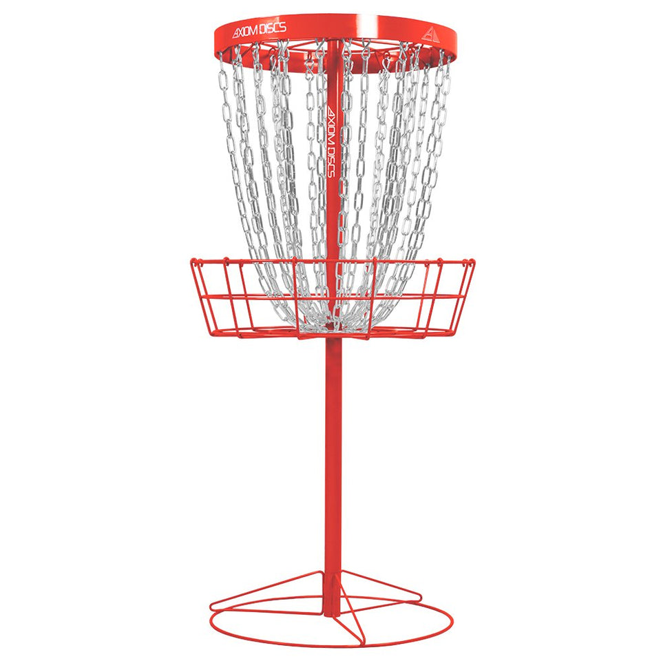 Axiom Discs Pro 24-Chain basket base provides stable outdoor practice.