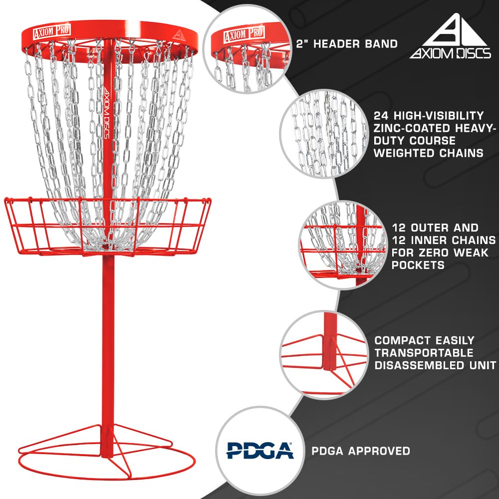 Axiom Discs Pro 24-Chain basket lower pole supports durable catching.