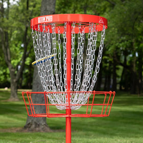 Axiom Discs Pro 24-Chain basket top cap finalizes assembly for stable use.
