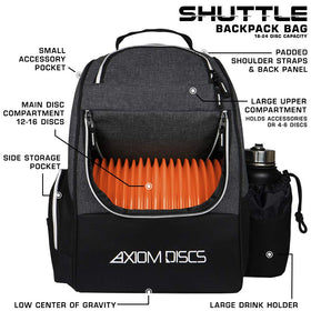 Axiom Discs Shuttle side view with padded straps for comfortable all-day carry.
