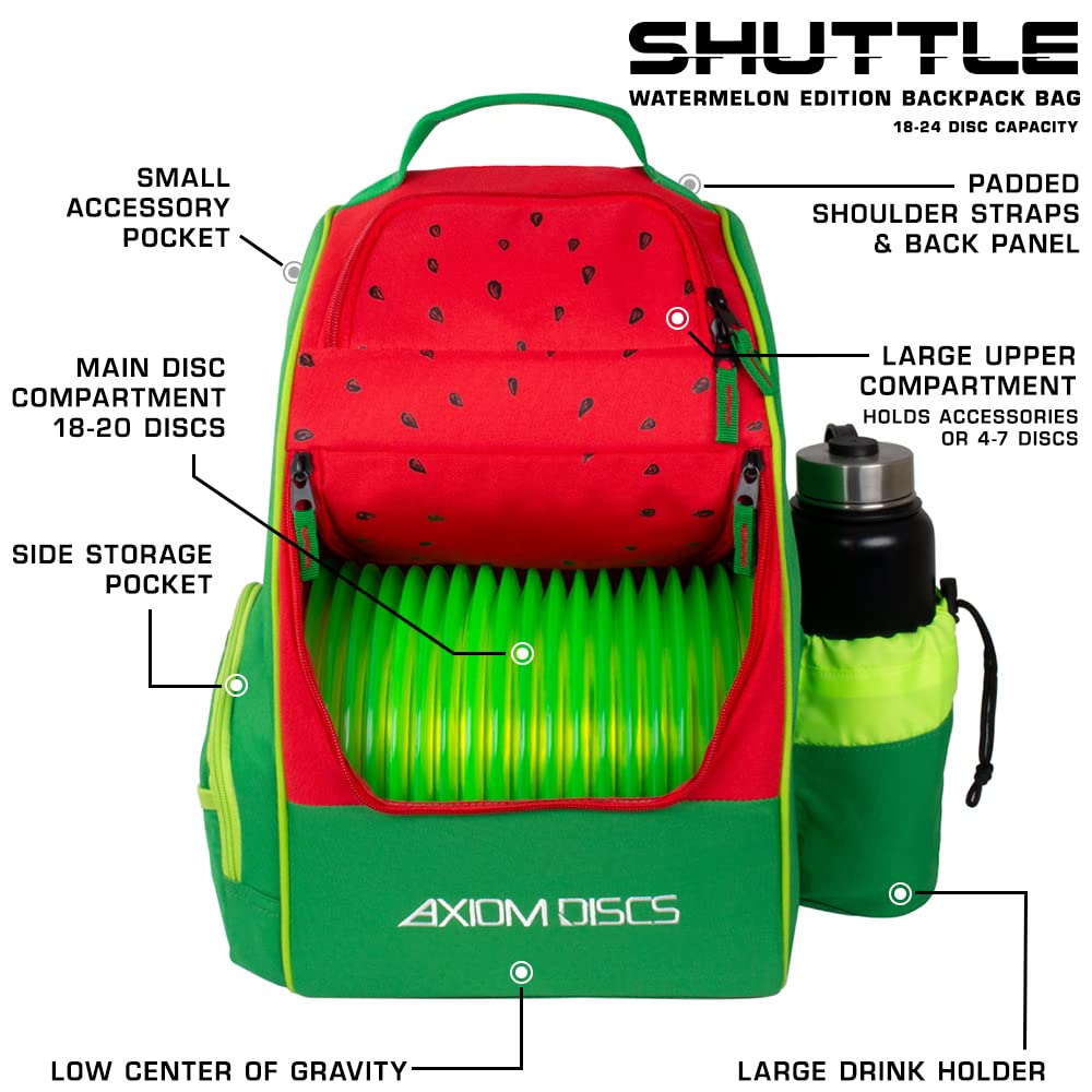 Axiom Discs Shuttle Watermelon Edition: upper-compartment accommodates extra discs for on-course versatility.