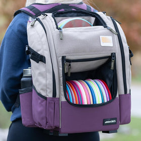 Axiom Discs Voyager Backpack on the course showing lightweight, durable design in action.