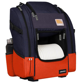 Axiom Discs Voyager Backpack side pocket open showing ample storage for accessories.
