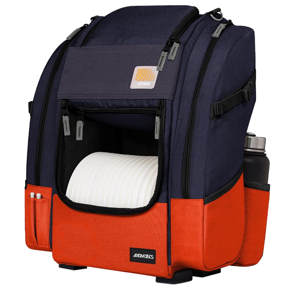 Axiom Discs Voyager Backpack upper storage demonstrating large capacity for discs and gear.