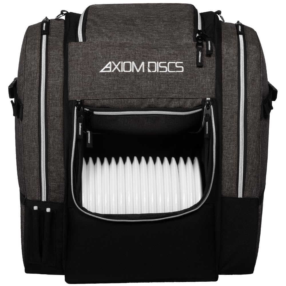 Axiom Discs Voyager Lite backpack front view in Heather Gray for comfortable carry