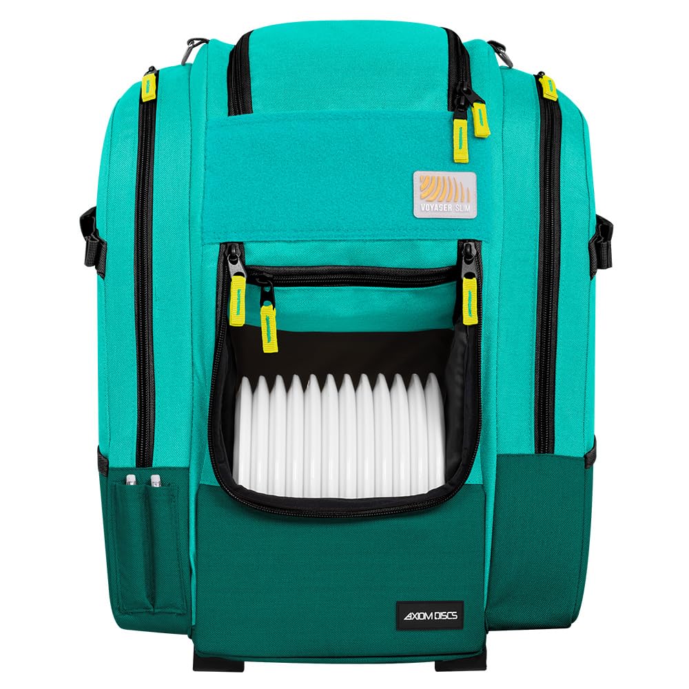 Axiom Discs Voyager Slim bag in Aqua/Emerald offers comfortable on-course carry.