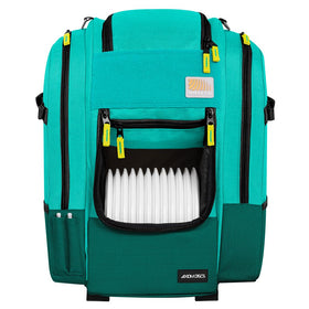 Axiom Discs Voyager Slim bag in Aqua/Emerald offers comfortable on-course carry.
