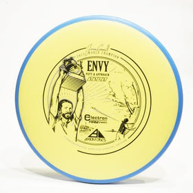 Axiom James Conrad Electron Firm Envy front view shows compact putt-and-approach silhouette for precise throws.