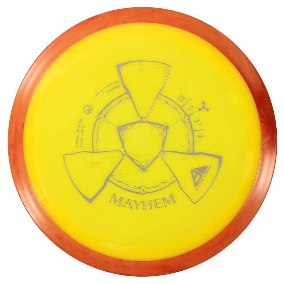 Axiom Discs Neutron Mayhem closeup highlights premium plastic and durability.