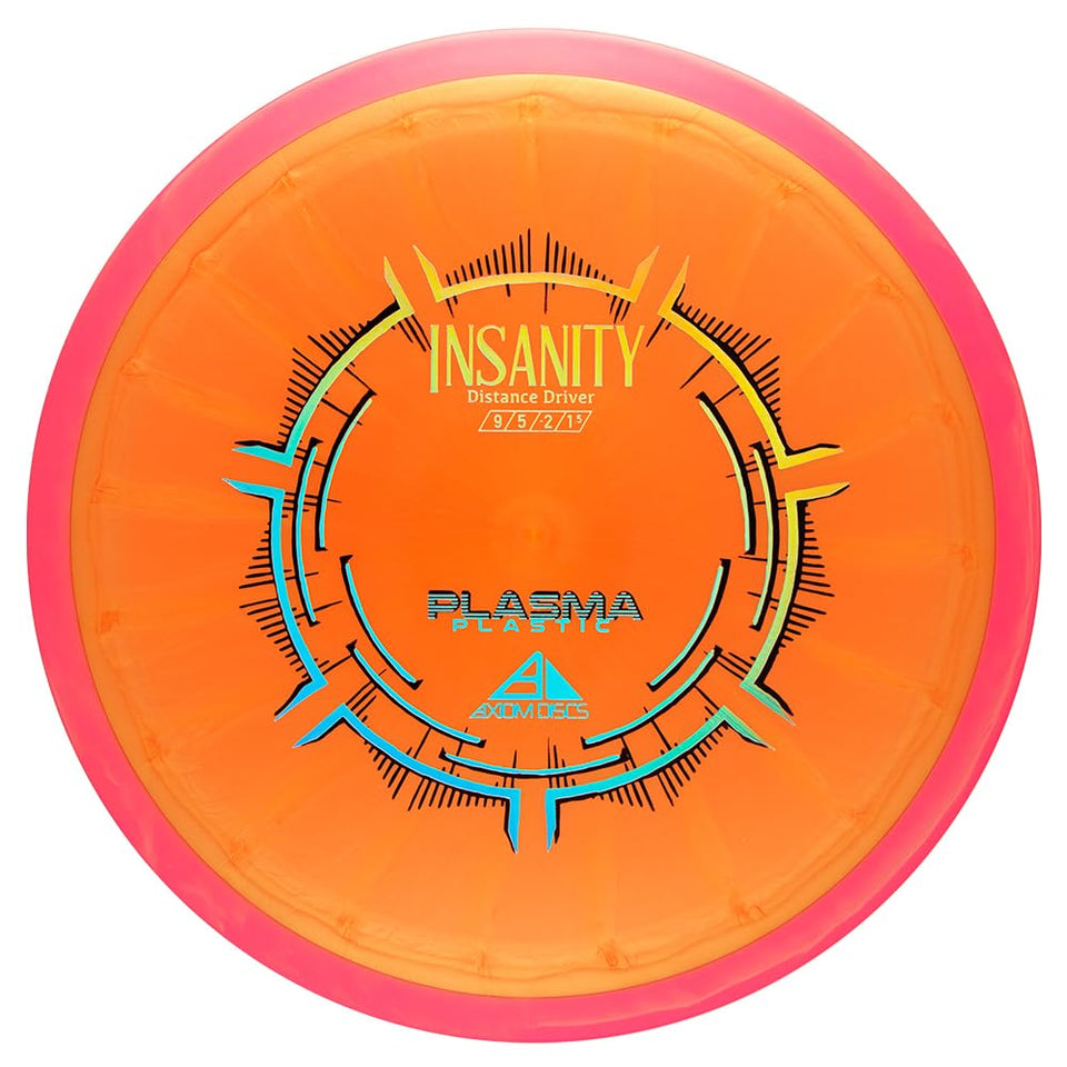 Axiom Plasma Insanity disc in flight-path view showing straight-flight potential for beginners.