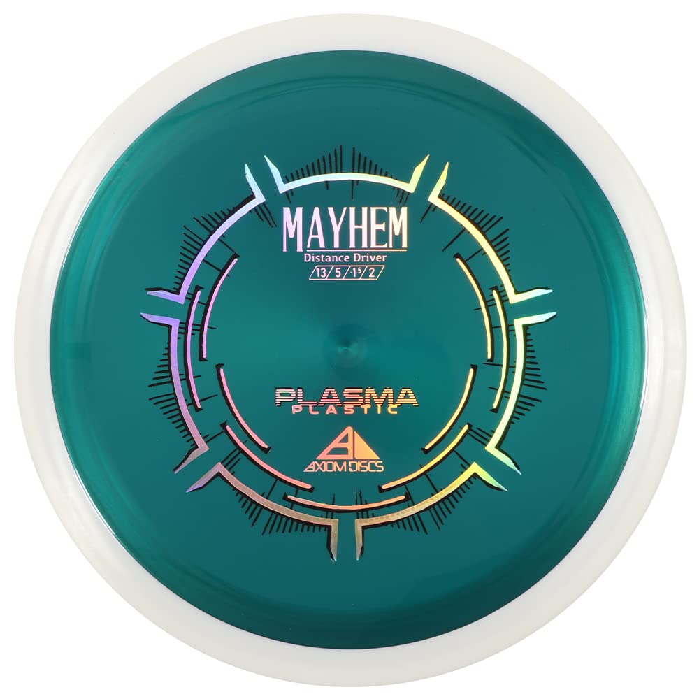 Axiom Plasma Mayhem 165-170g hero shot highlights premium grip and pearlescent finish.