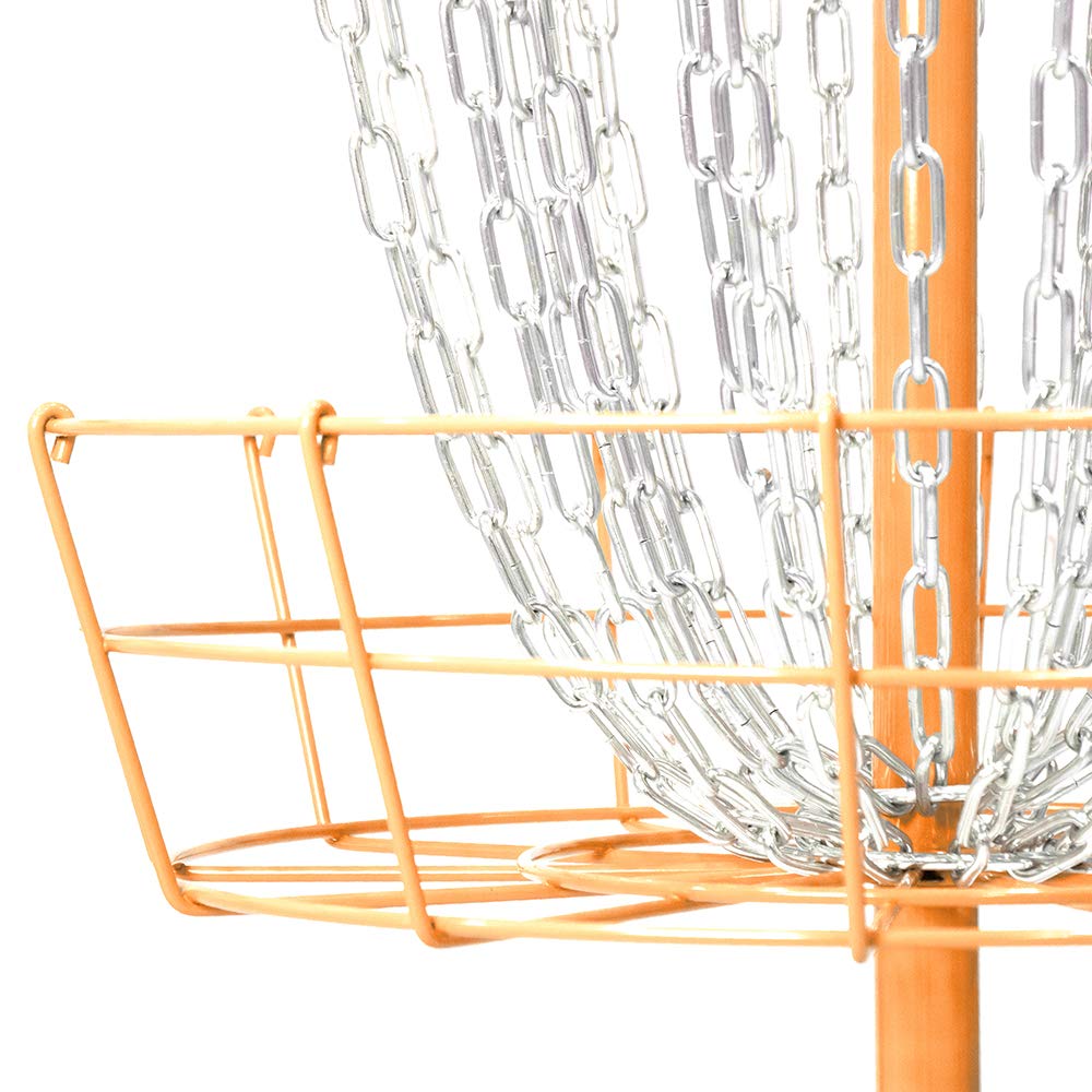 Axiom Pro orange ground stakes secure setup against wind.