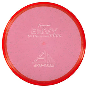 Axiom Proton Envy putter, top-down shot, highlights smooth grip and confident feel.