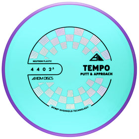 Axiom Tempo Neutron putter front view shows stable low-profile design for precise putting.