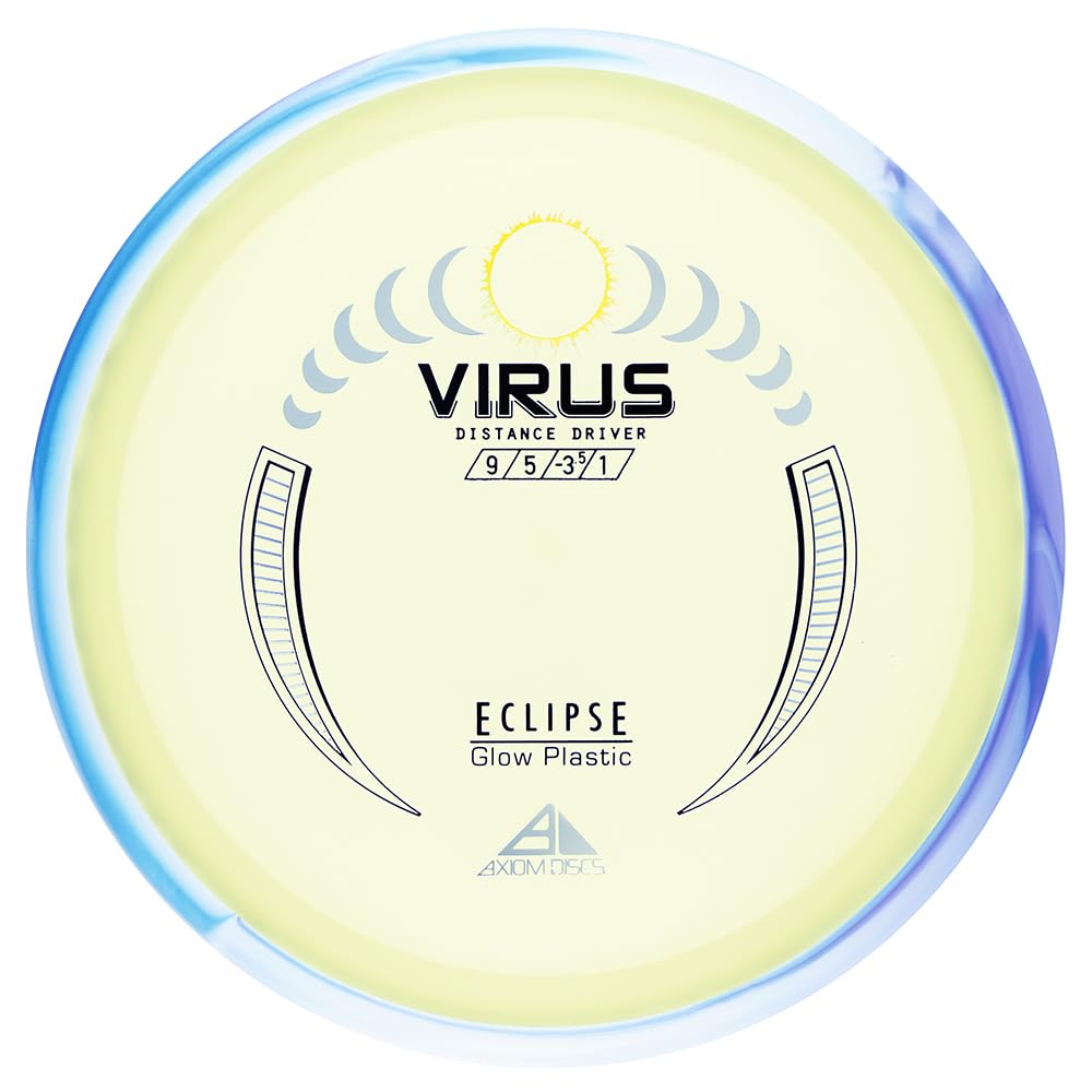 Axiom Discs Virus Eclipse Glow 2.0 in flight for long-distance accuracy