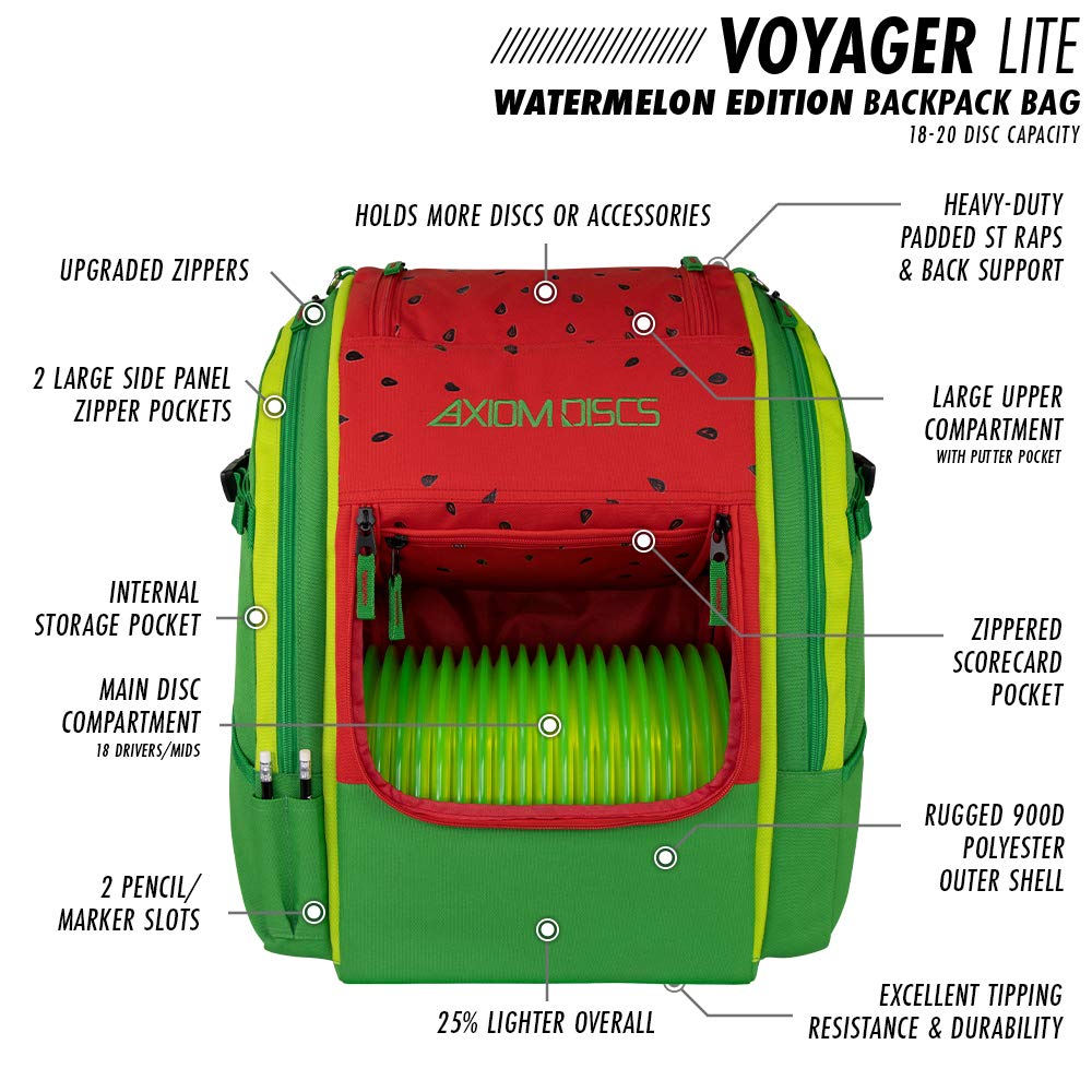 Axiom Discs Voyager Lite Watermelon Edition side pocket highlights easy-access storage for essentials.