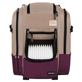 Axiom Discs Voyager Slim bag front view in Dune/Purple on the course.