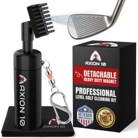 Axion10 water spray head on golf brush for on-course cleaning