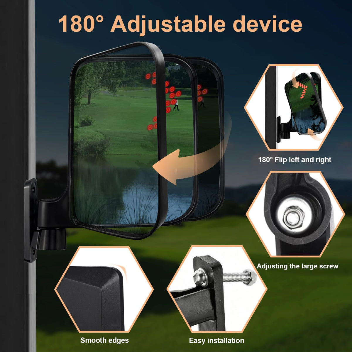 Axylar tool-free install mirrors fit square-tube brackets quickly.
