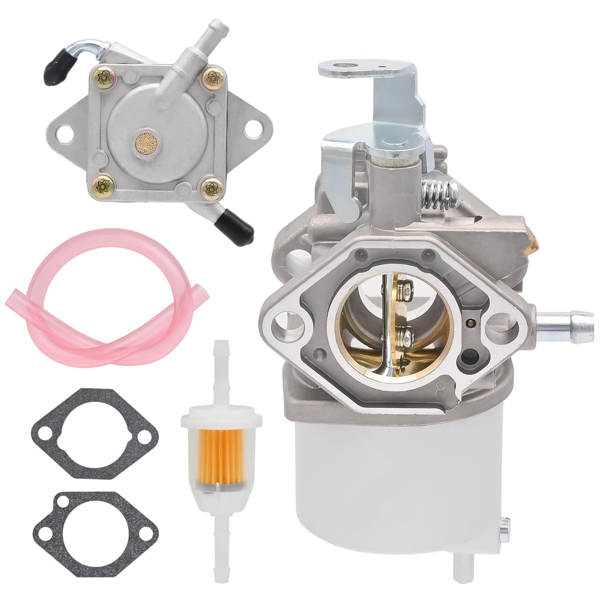 Aylux FE350 carburetor closeup showing precise fuel metering and durable construction.
