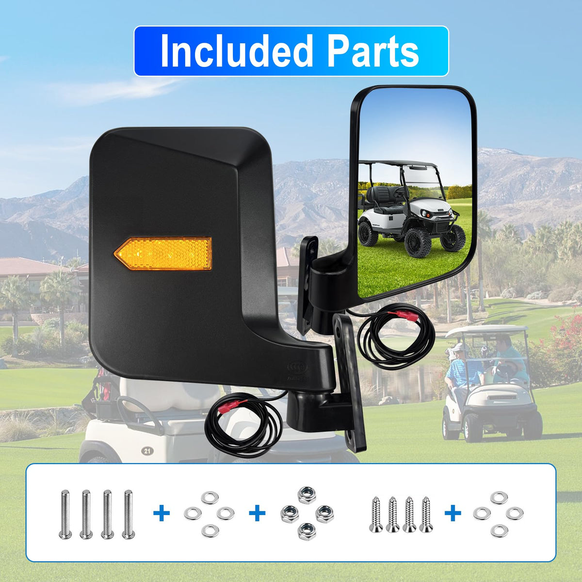 Azzoia 7.1x5.3 inch rearview mirror offering wide field of view.