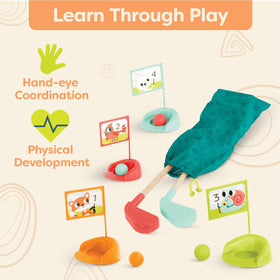B. toys Hole-in-Fun numbered flags invite counting and animal spotting during play.