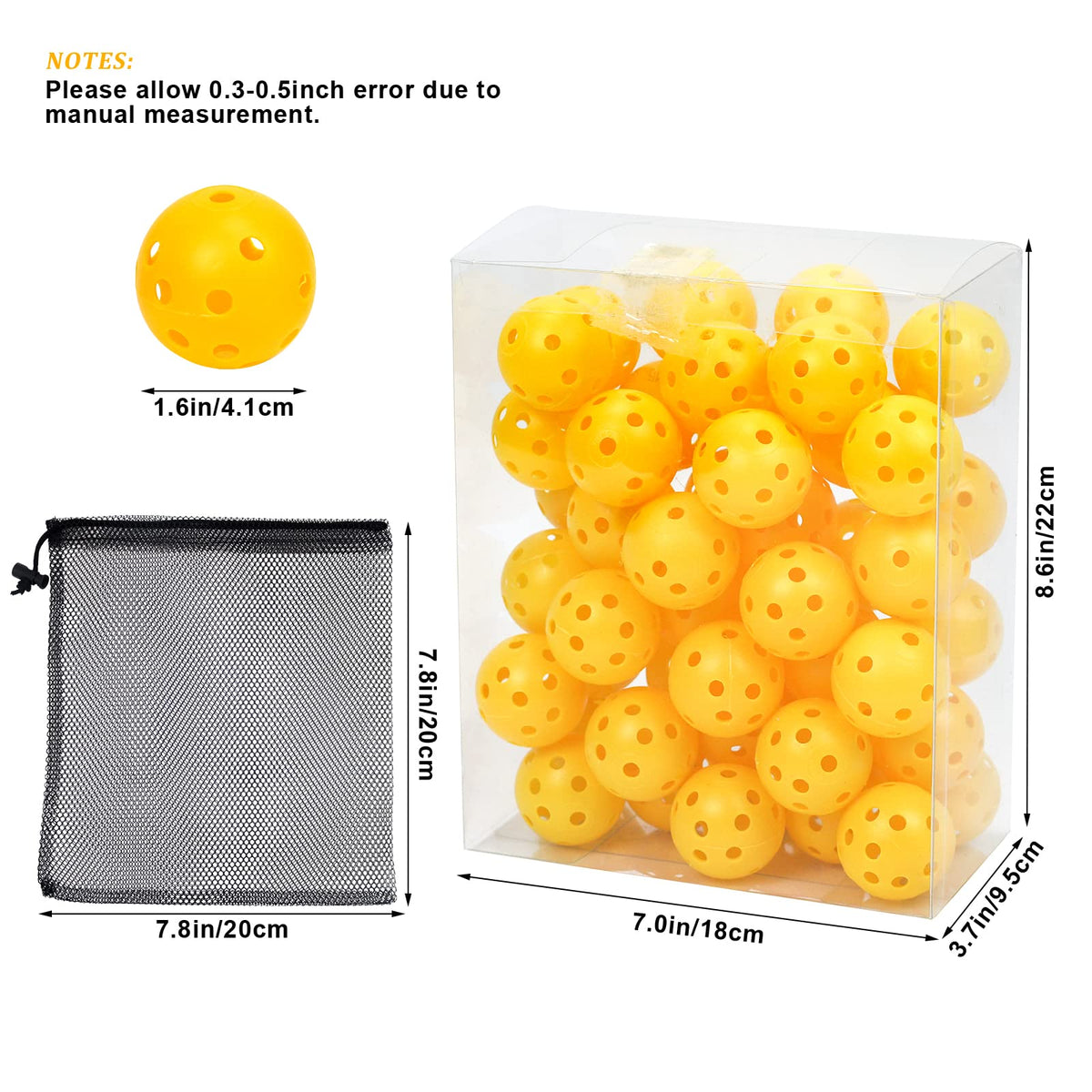 Bac-kitchen limited-flight balls with 26-hole design for realistic spin feel.
