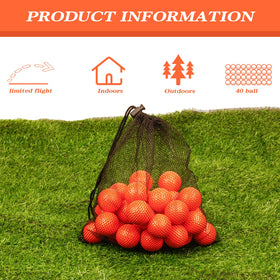 Mesh drawstring bag from Bac-kitchen keeps foam golf balls organized.