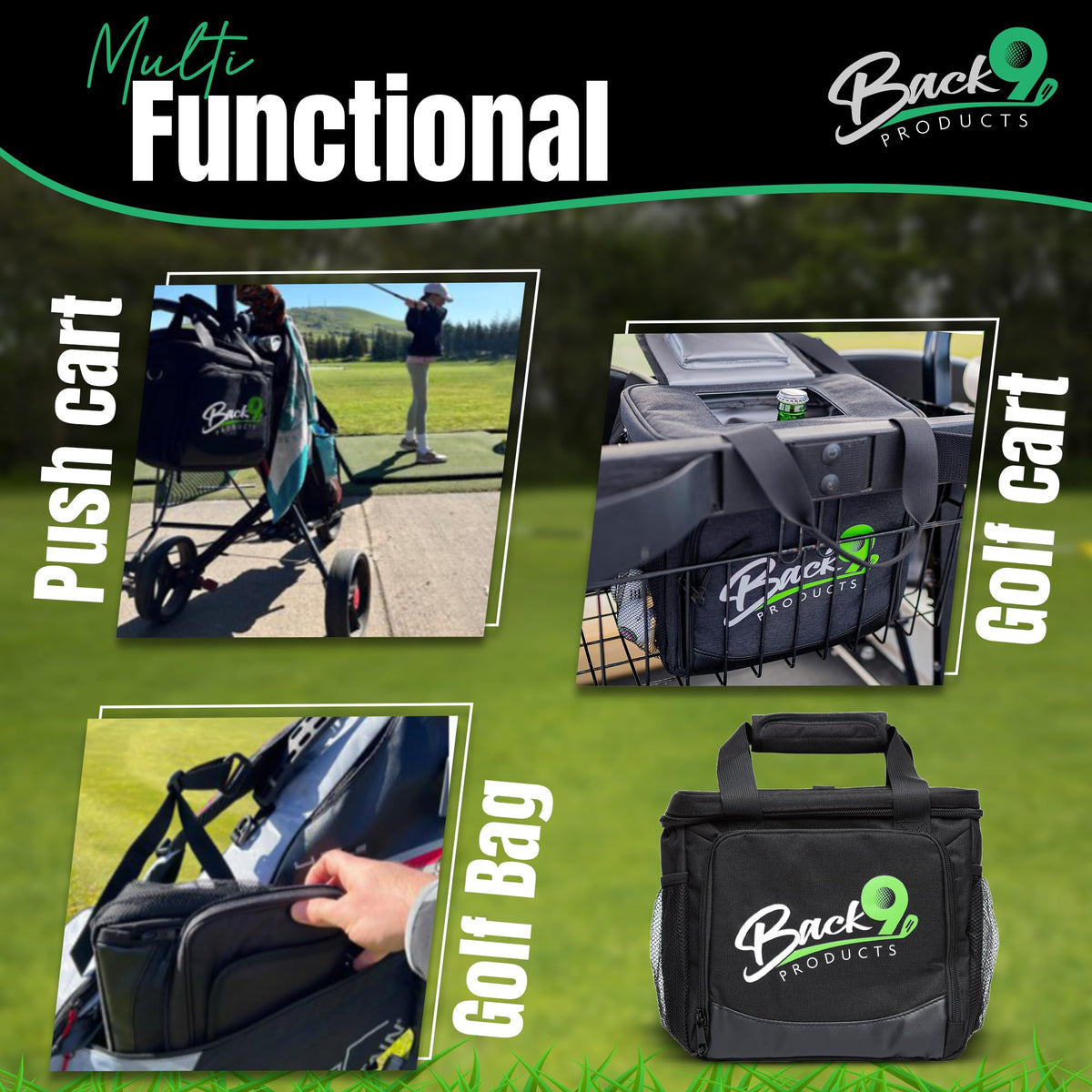 Back9 premium design with built-in bottle opener and waterproof construction for on-the-go use.