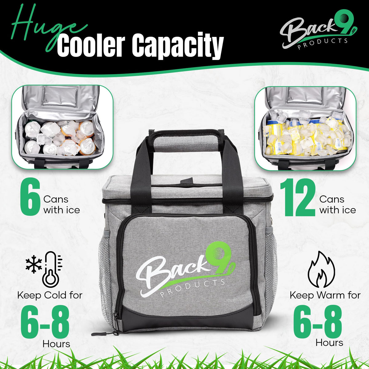 Back9 insulated leakproof cooler with rugged exterior for hot rounds and rough terrain.