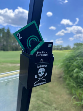Cart strap attachment for Bad Cards Fore Gambling Golfers