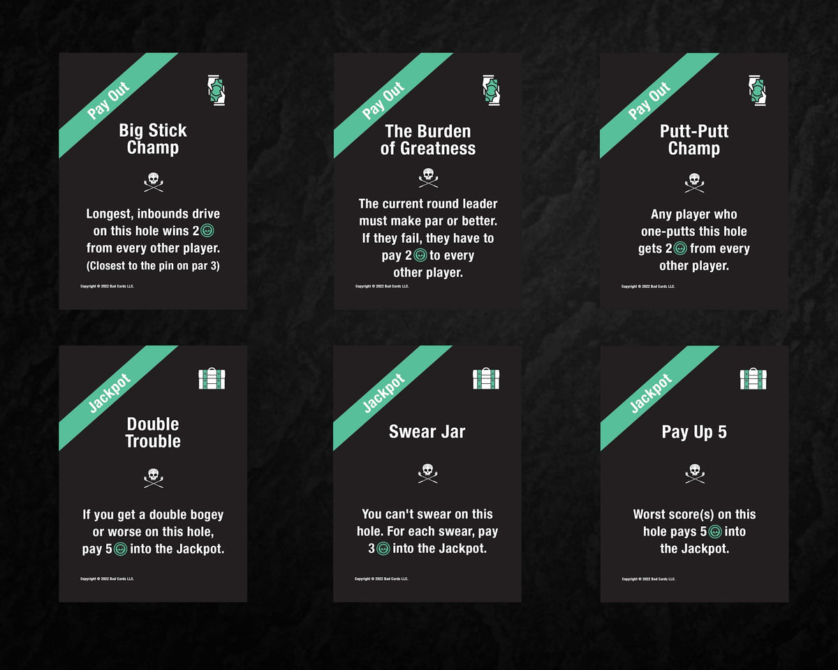 Group play with Bad Cards Fore Gambling Golfers on an active hole