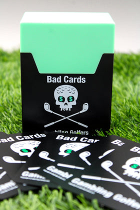 Close-up of Bad Cards Fore Gambling Golfers weatherproof PVC cards