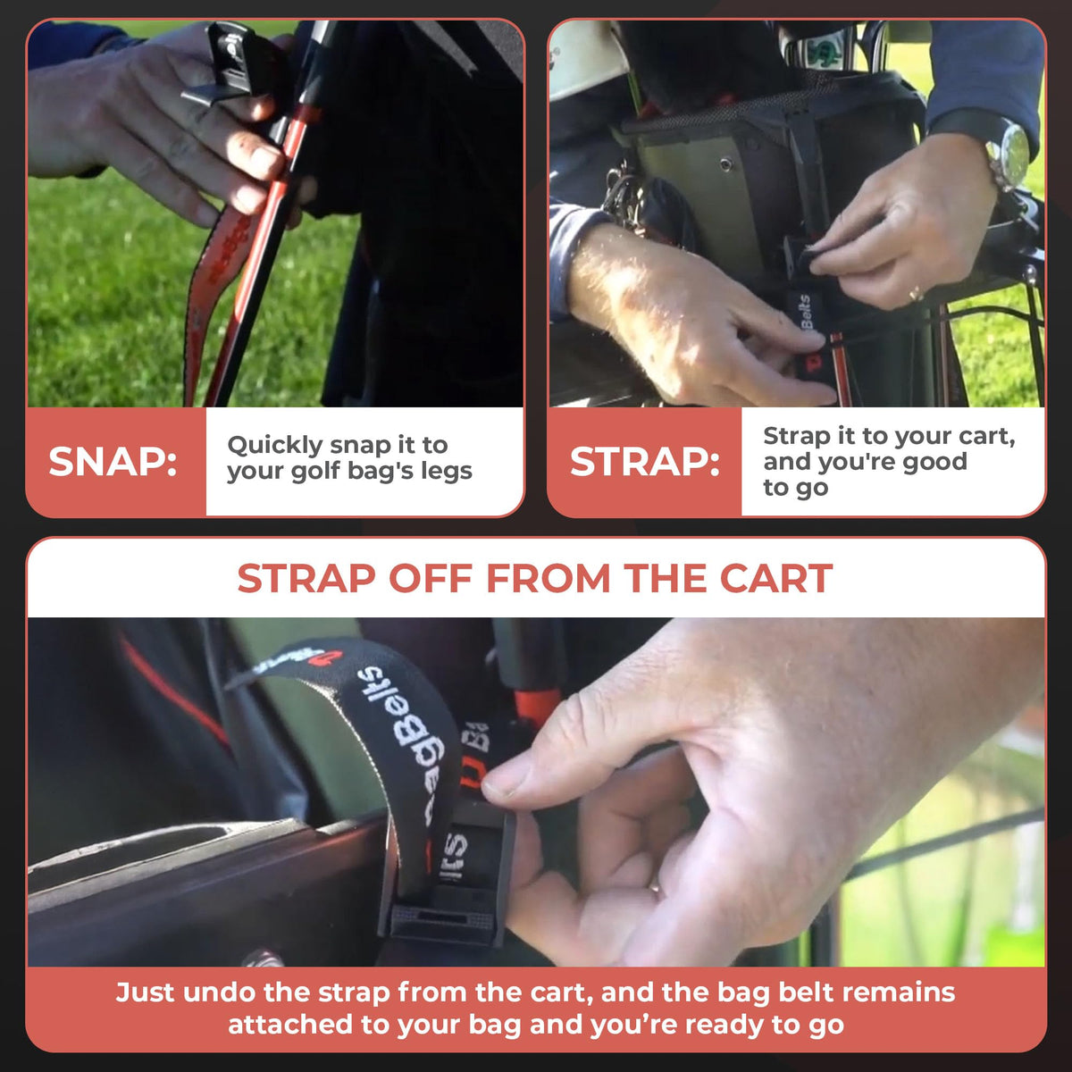 BagBelts easy-access-pockets keeps towels and cleaners within reach on the course.