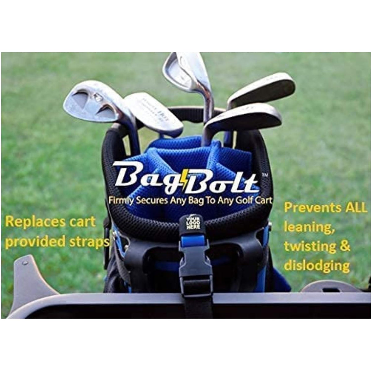 BagBolt protects clubs from strap squeeze during carry