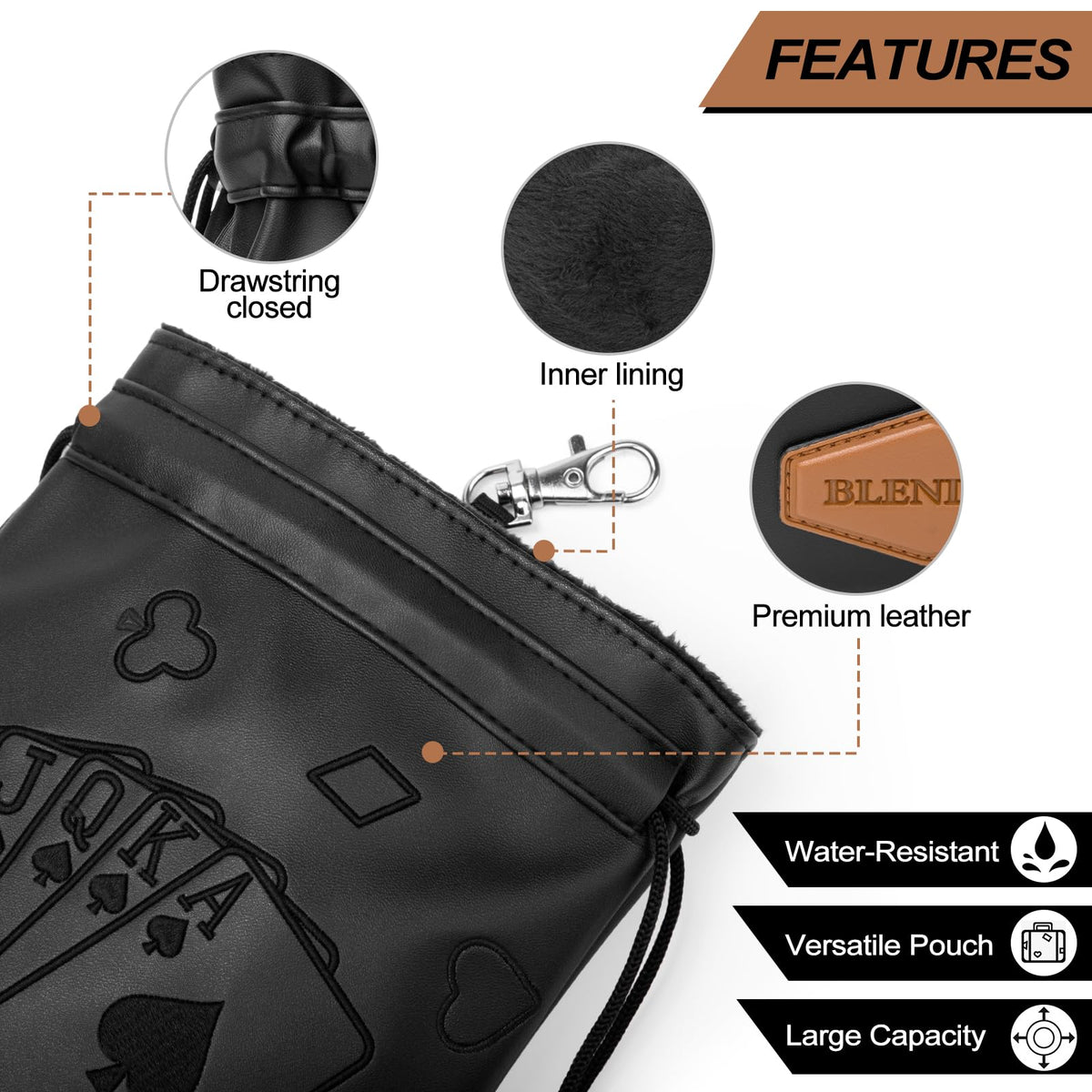 6x7 inch pouch fits neatly in golf bags for easy carry.