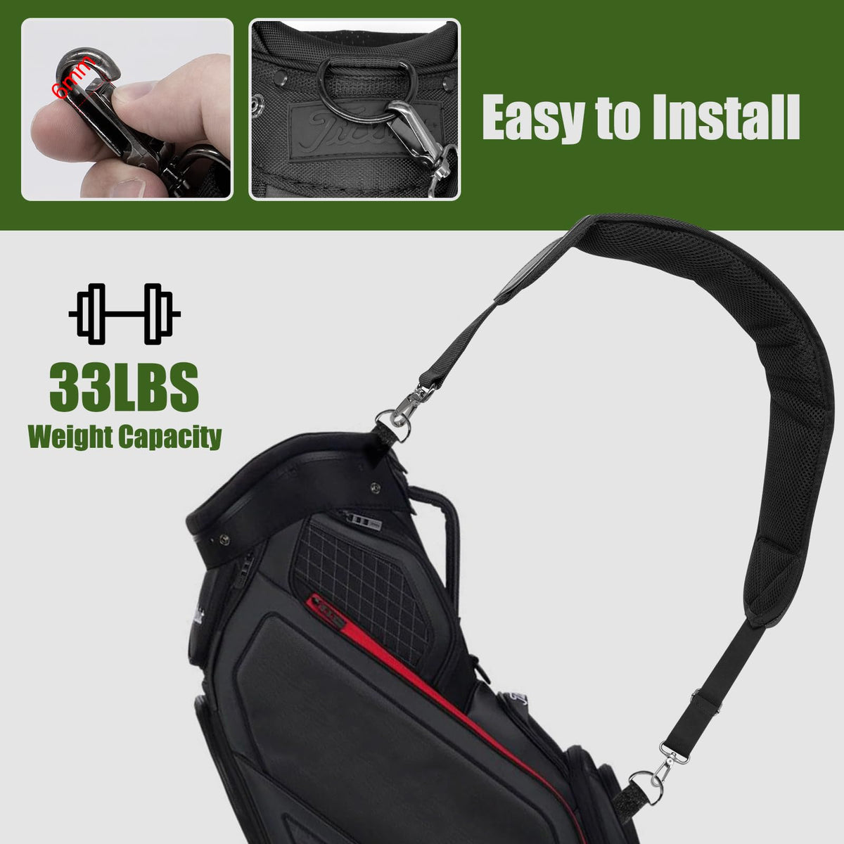 BAIRBRE adjustable length strap fits golfers of different heights