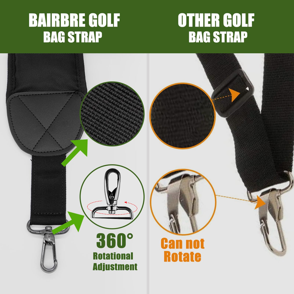 BAIRBRE anti-slip strap with double buckles stays secure