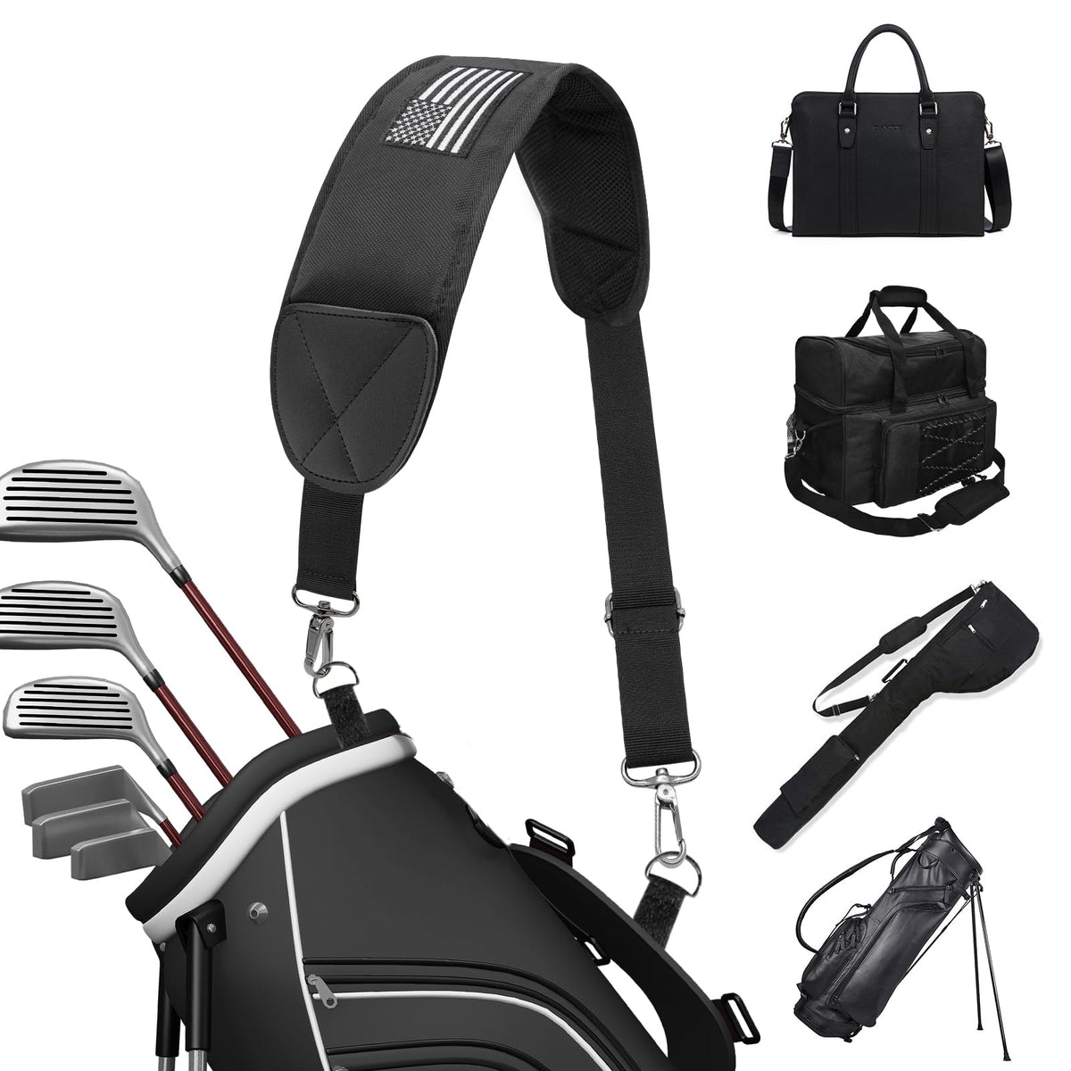 BAIRBRE golf bag strap with swivel clip for quick attachment and secure fit