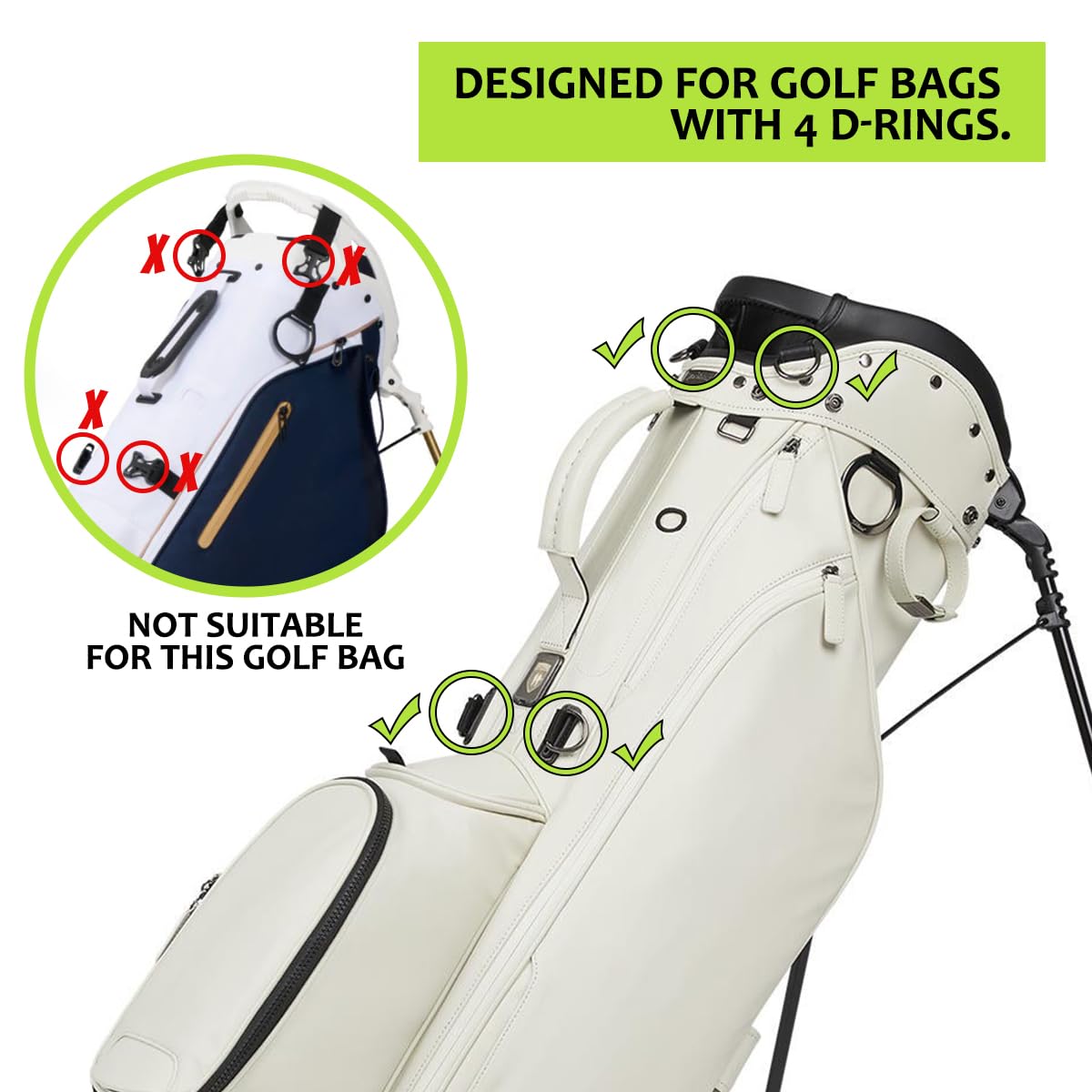 BAIRBRE adjustable straps fit golfers of various heights.