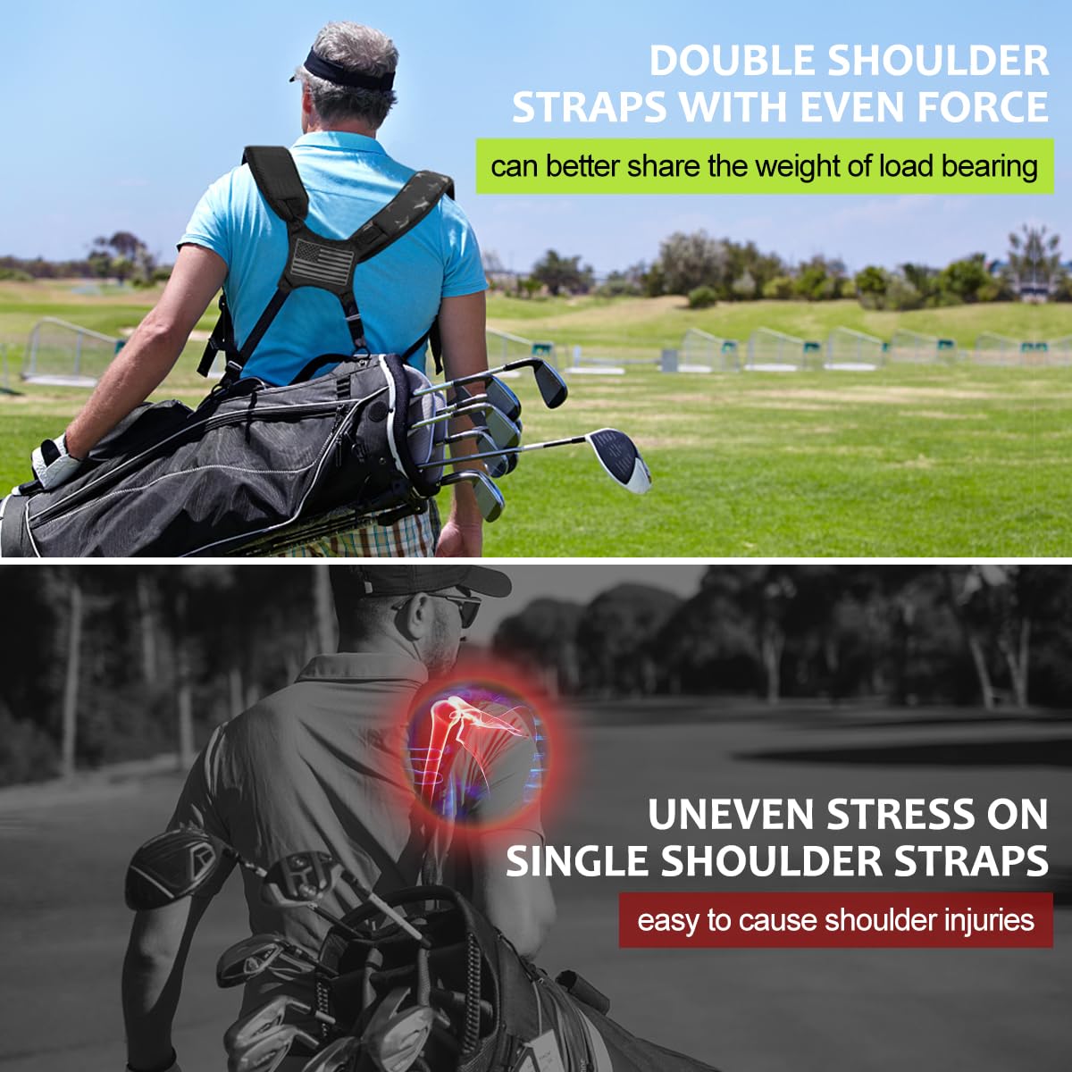 BAIRBRE padded strap provides comfortable wear during long rounds.