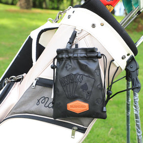 Attachable drawstring pouch hangs on your bag for quick access.