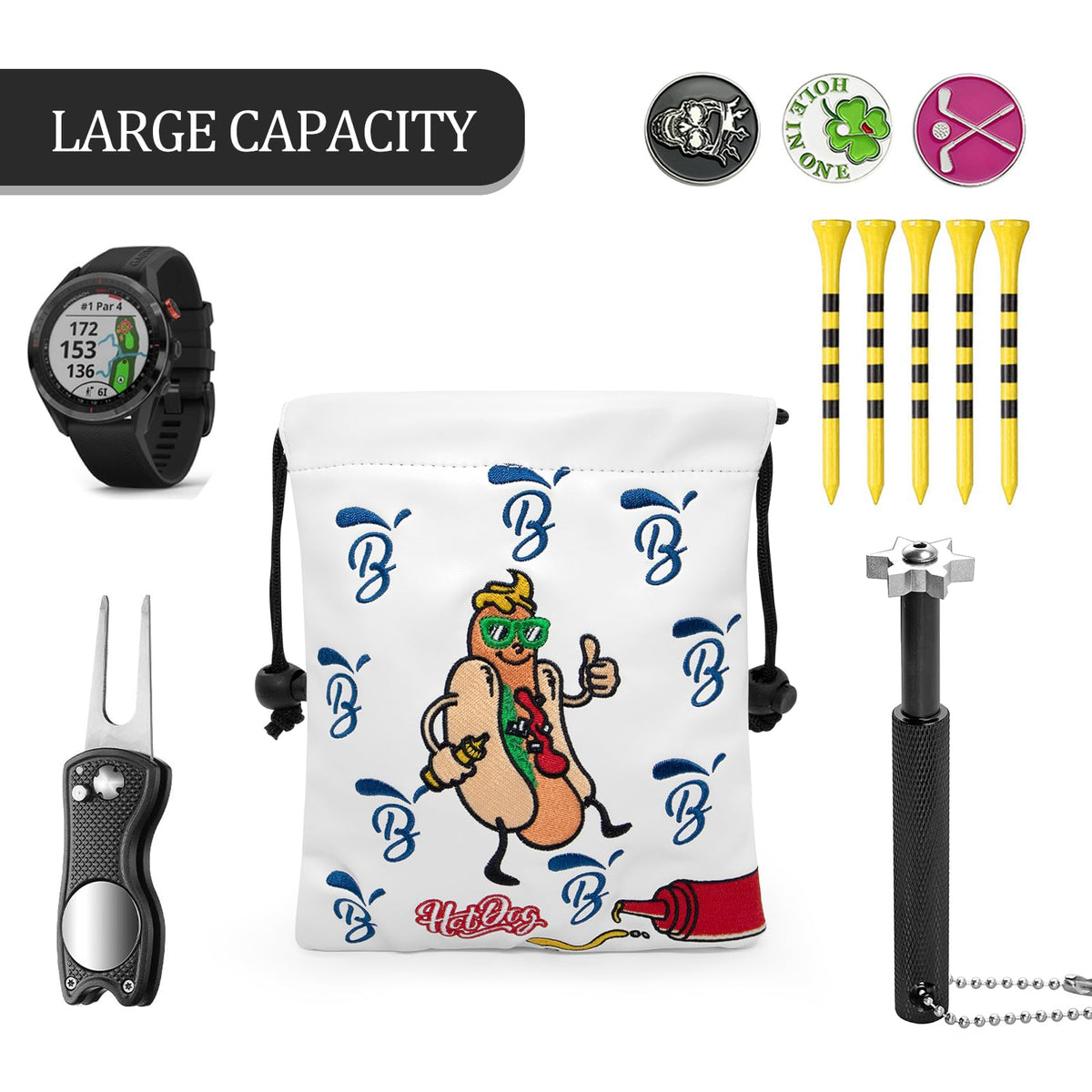 BAIRBRE Golf Tee Pouch with space for tees and markers