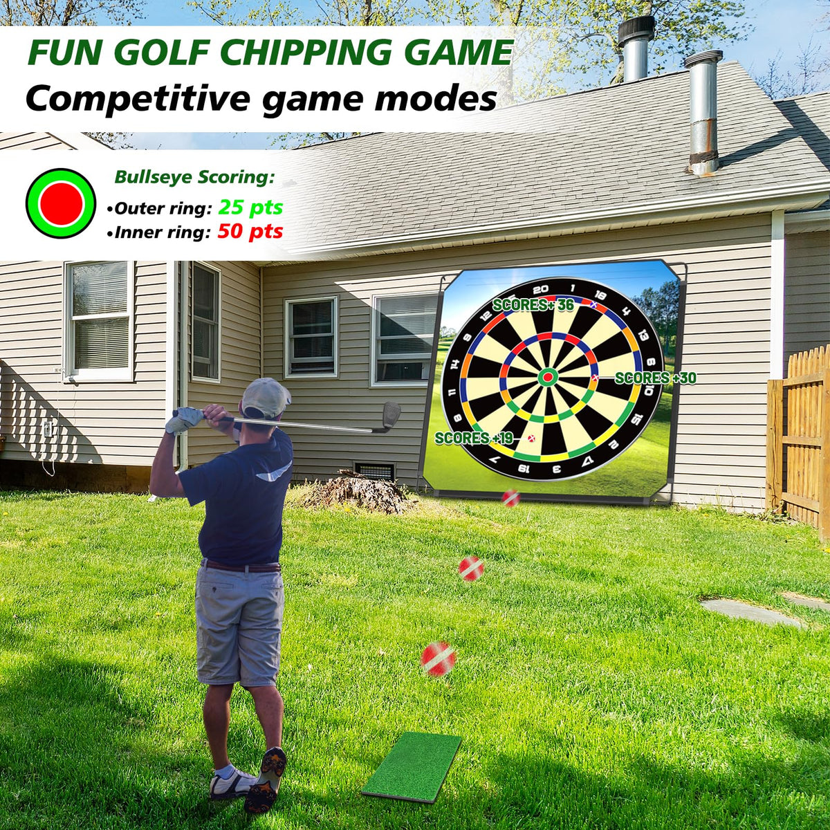 BaiYuan chipping set includes putting mat for versatile short-game drills