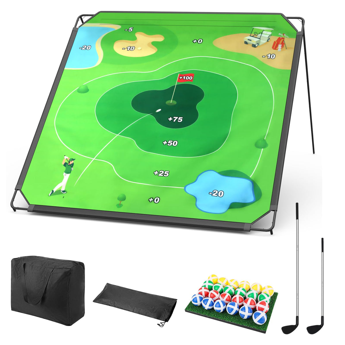 BaiYuan portable golf chipping set with 24 battle balls for versatile practice.