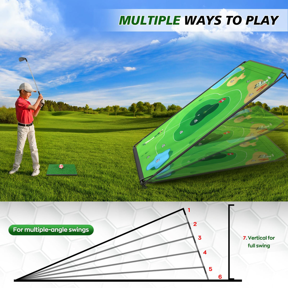 BaiYuan putting mat offers precise aim for indoor and outdoor use.