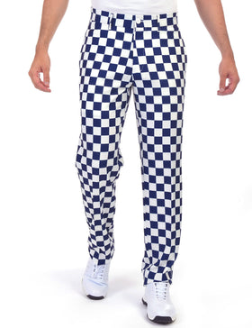 Bakery checkered-pattern golf pants—front view, breathable and stylish for sunny rounds.