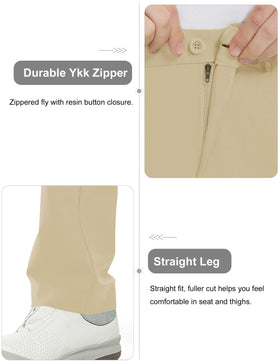 Bakery khaki golf pants easy-care fabric that resists wrinkling.
