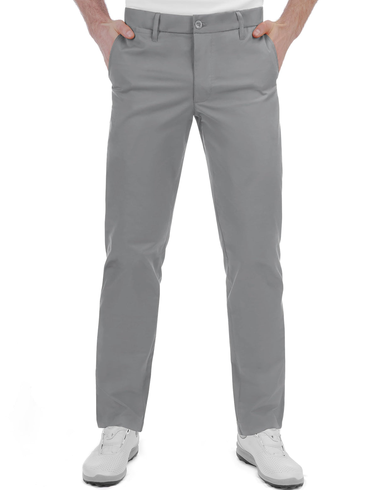 Bakery men's golf pants stretch waist illustrate flexible movement and all-day comfort.